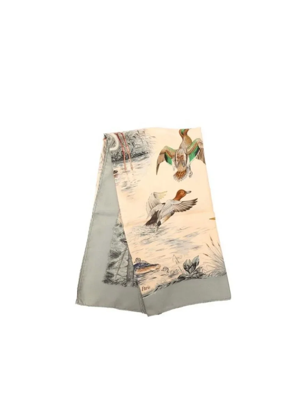 Hermes Carre 90 Halte en Camargue Rest in Scarf Gray Multicolor Silk